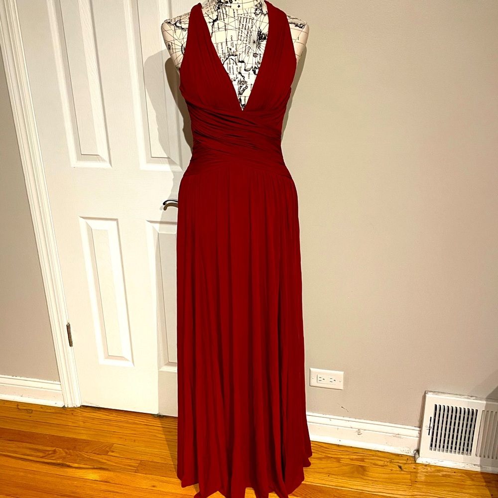 BcBgMaxAzria vintage y2k backless formal evening super flare maxi dress M wine